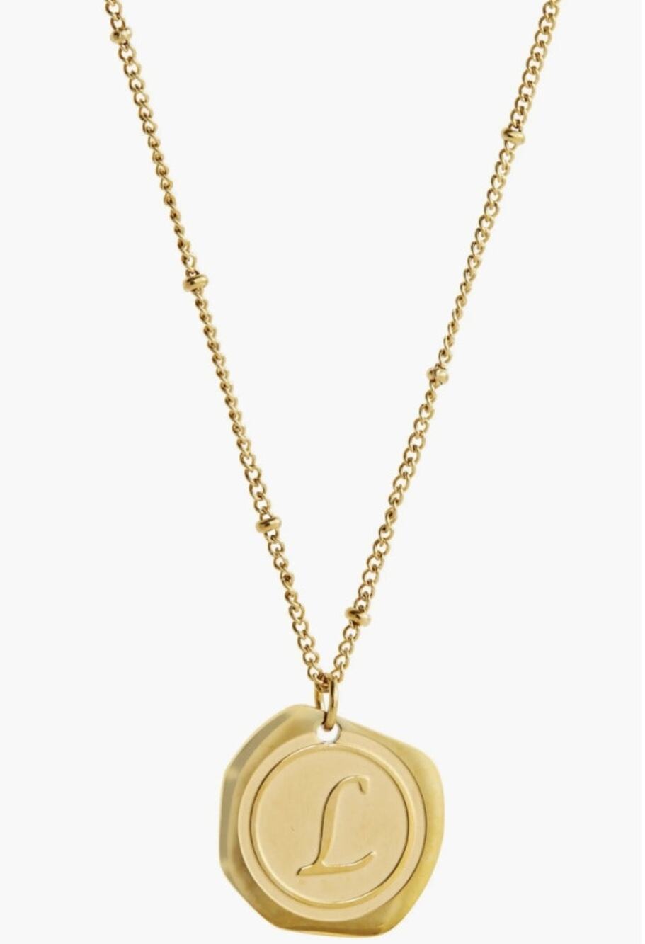 Savvy Cie Jewels 22K Gold Plated Initial L Coin Pendant Necklace